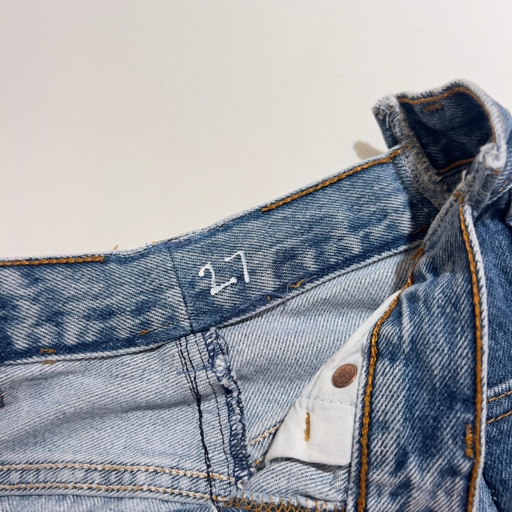 EB Denim Reconstructed Two Tone Levi's High Waisted Straight Leg Jeans 27 - Picture 3 of 15